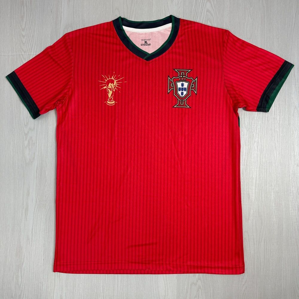 NEW DESITOGO Red Portugal National Team Soccer Size XL Short Sleeve Logo Tee